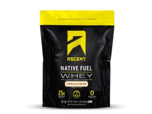 Ascent Native Fuel Whey Protein Powder, Vanilla Bean, 1 lb