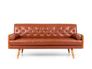 Noble House Marcel Faux Leather Tufted Sofa, Cognac Brown