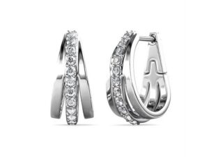Cate & Chloe Madison 18k White Gold Hoop Earrings with Swarovski Crystals