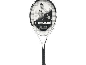 Geo Speed Adult Tennis Racquet, Pre-Strung, Black_White, 10.4 oz. Weight, 105 Sq. in. Racquet Head Size